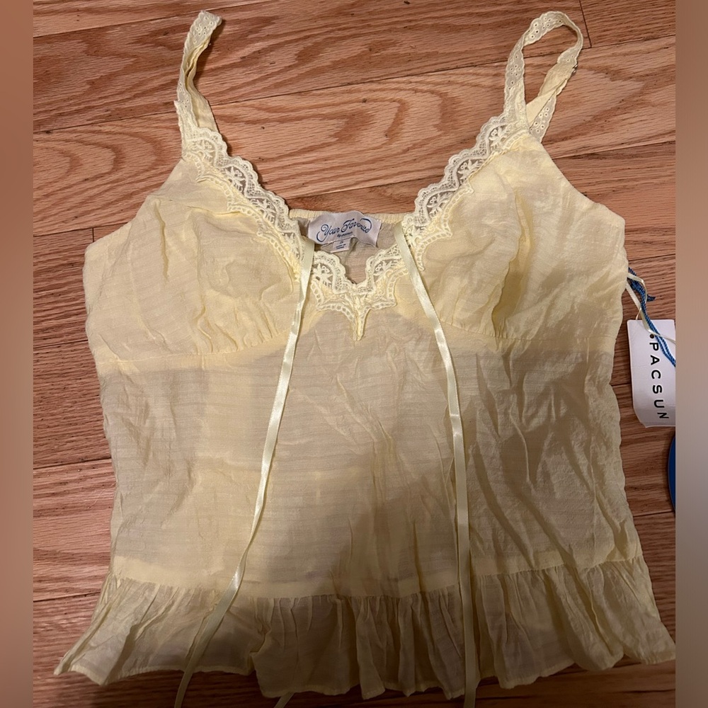 PacSun lace trim yellow cami